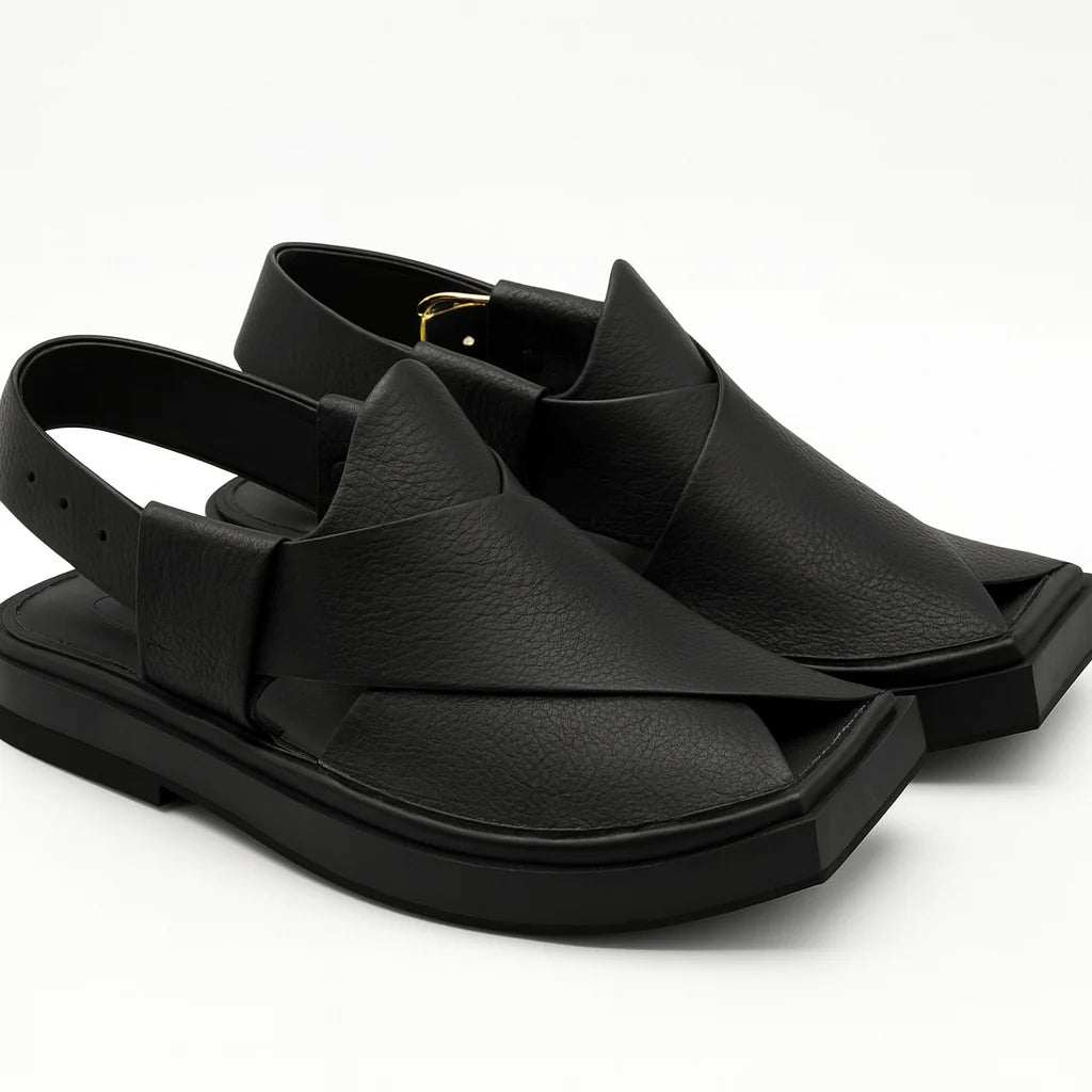 Kaptaan Chappal - Black Premium