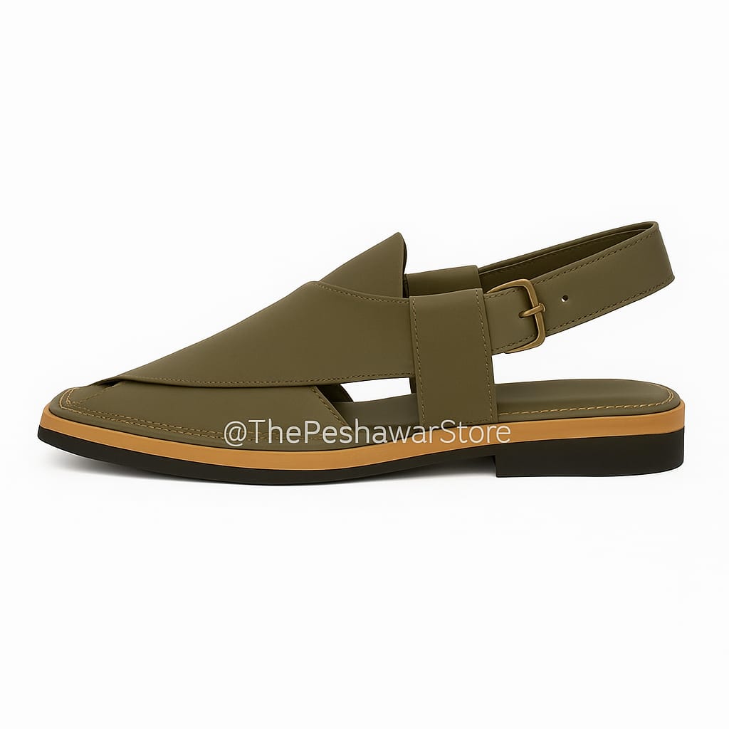 Kaptaan Chappal - Olive Green Premium