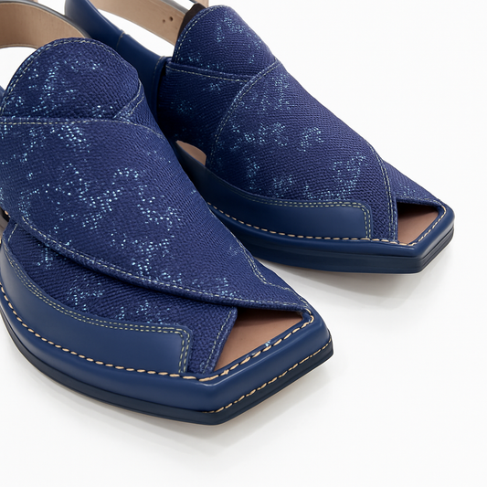 Premium Peshawari Chappal - Blue