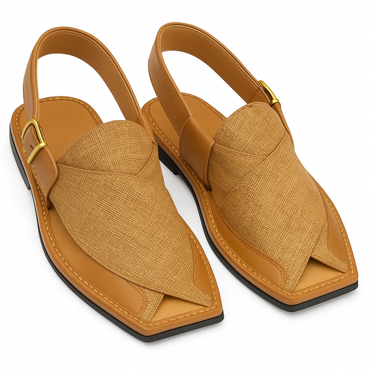 Premium Peshawari Chappal - Caramel