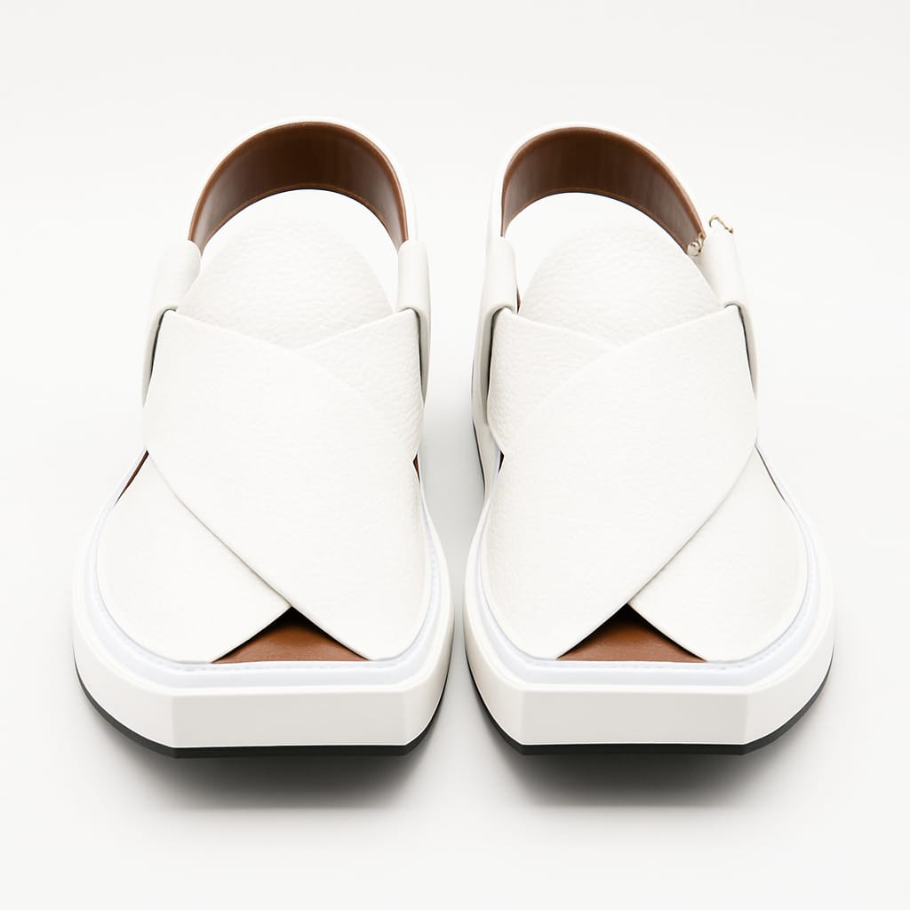 Kaptaan Chappal - White Premium