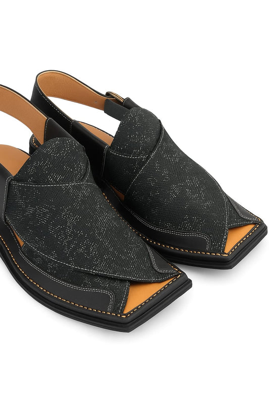 Premium Peshawari Chappal - Black